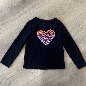 Cat & Jack Black Long Sleeve with Ombre Heart